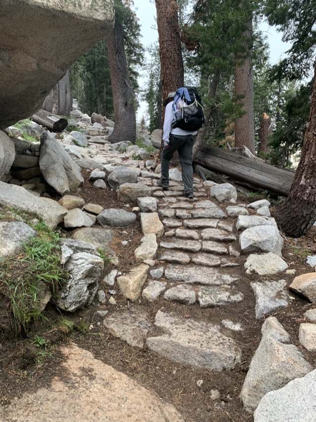 James climbing the forever stairs. ©2021 David Rogers