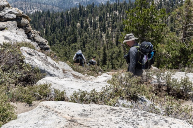 Descending Clouds Rest. Andrew in the lead. Followed by Kissner and James. ©2021 David Rogers