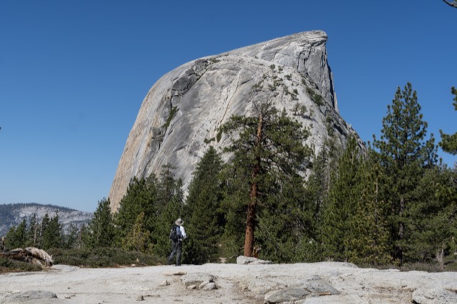 James gazing up at Half Dome. ©2021 David Rogers