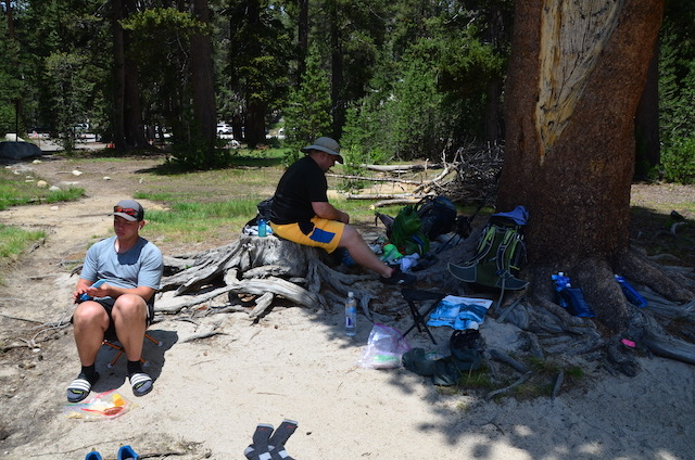 Andrew and David resting on the shore of Lake Tenya