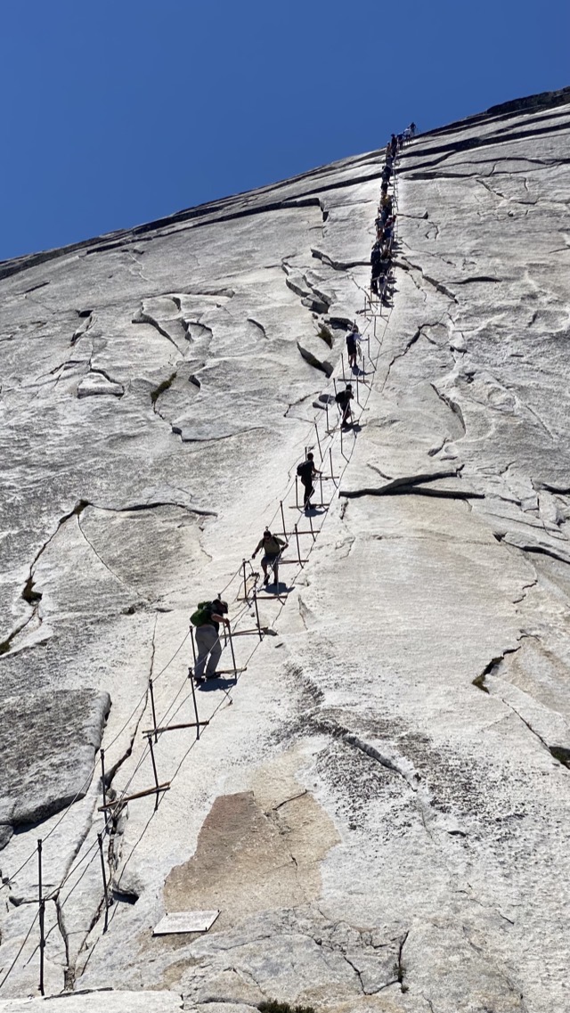 View of the cables going up Half Dome